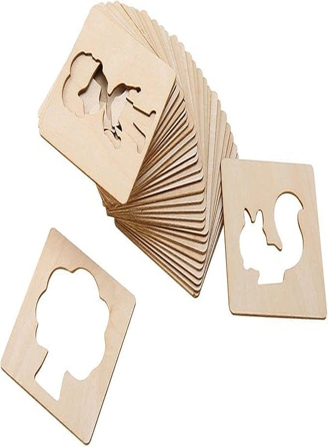 Curious Button Wooden Painting Stencil kit (15 pcs) with Crayons, Water Color pens and Pencil Colors (not Included), DIY Wooden Drawing Stencil, Colouring Puzzle kit - Image 1